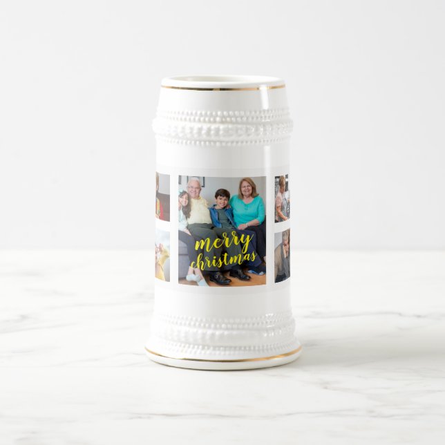 Personalisierter Foto-Weihnachtscollage-Bierstein Bierglas (Mittel)