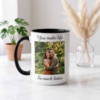 Personalisierter Fotobecher für Paare | Benutzerde Zweifarbige Tasse