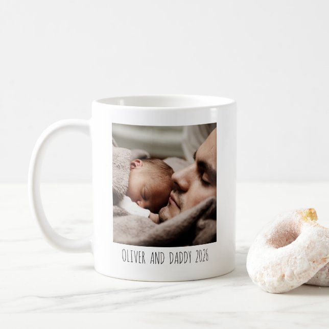 Personalisierter Fotobecher für Papa – „Bester Pap Kaffeetasse (Mit Donut)