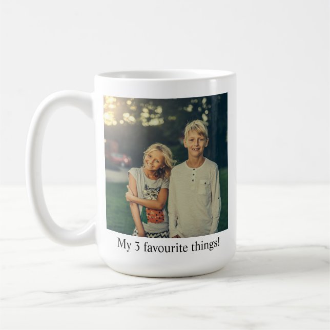 Personalisierter Fotobecher mit farbigem Griff und Kaffeetasse (Links)