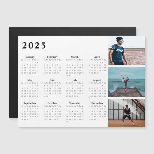 Personalisierter Fotocollage-Kalender 2025 Magnetkarte (Vorne/Hinten)