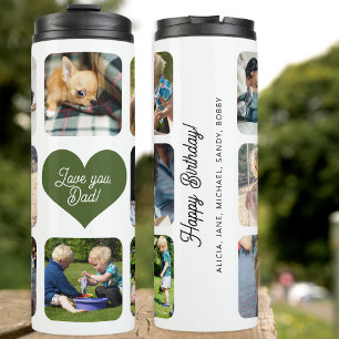 Personalisierter Fotocollage-Liebe-dich-Papa-Text Thermosbecher