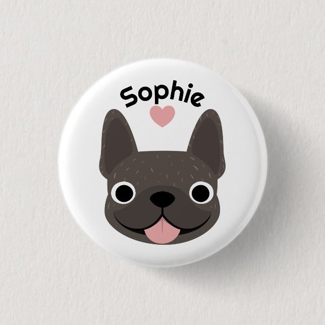 Personalisierter Französische Bulldogge Name Knopf Button (Vorderseite)