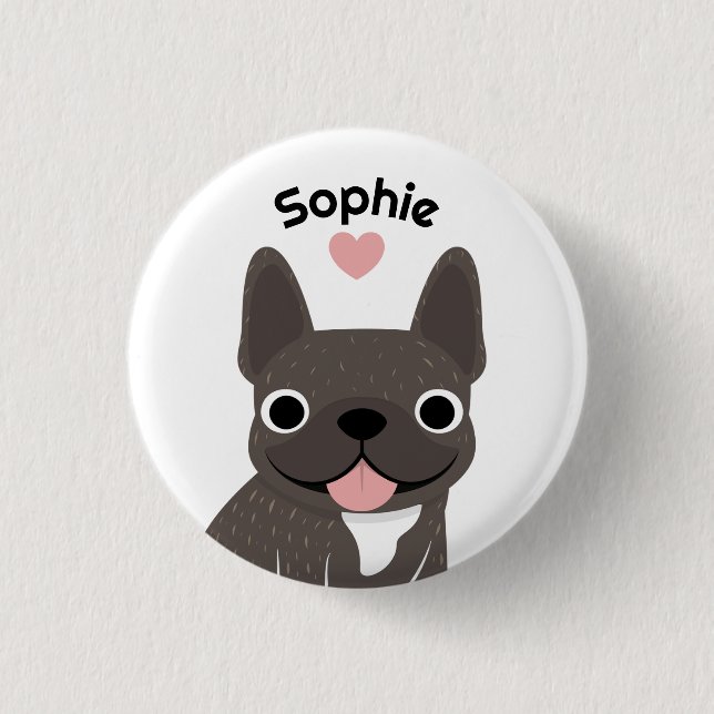Personalisierter Französische Bulldogge Name Knopf Button (Vorderseite)