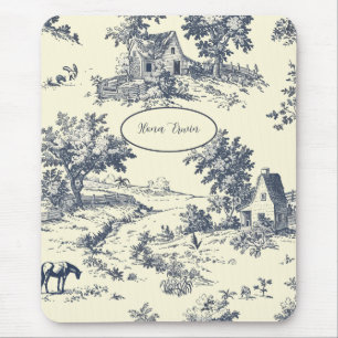 Personalisierter französischer Bauernhof Blue Toil Mousepad