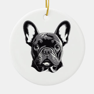 Personalisierter französischer Bulldog Black und W Keramik Ornament