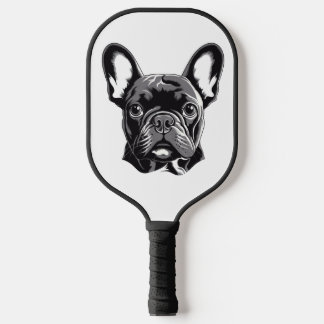 Personalisierter französischer Bulldog Black und W Pickleball Schläger