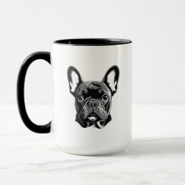 Personalisierter französischer Bulldog Black und W Tasse