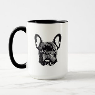 Personalisierter französischer Bulldog Black und W Tasse