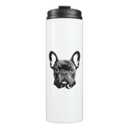 Personalisierter französischer Bulldog Black und W Thermosbecher