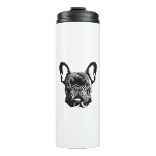 Personalisierter französischer Bulldog Black und W Thermosbecher