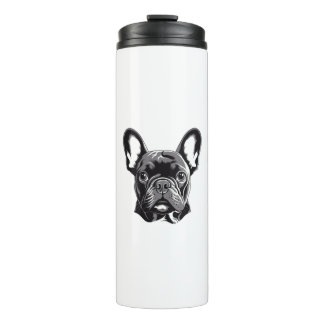 Personalisierter französischer Bulldog Black und W Thermosbecher