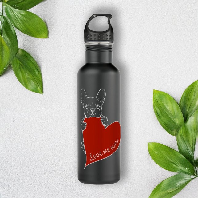 Personalisierter französischer Bulldog Red Heart D Edelstahlflasche (Von Creator hochgeladen)