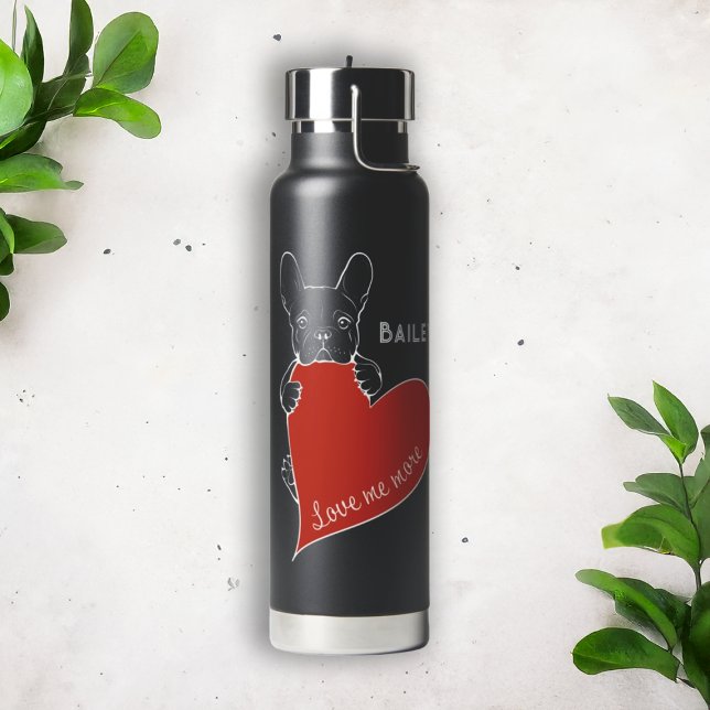 Personalisierter französischer Bulldog Red Heart D Trinkflasche (Von Creator hochgeladen)