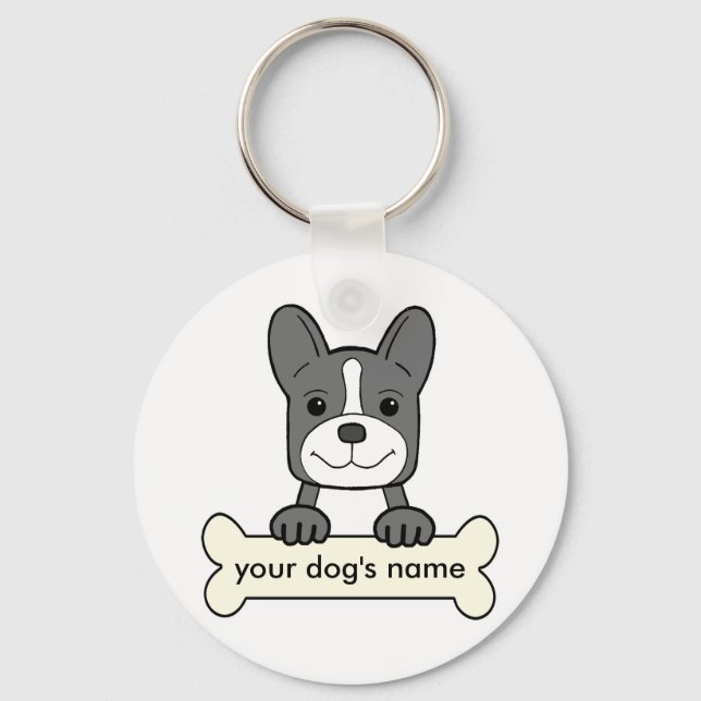 Personalisierter französischer Bulldog Schlüsselanhänger (Vorderseite)