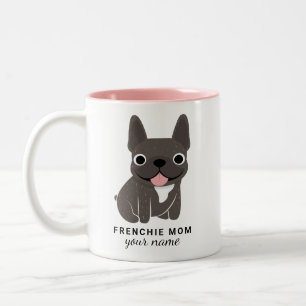 Personalisierter Französischer-Bulldogge-Becher: N Zweifarbige Tasse