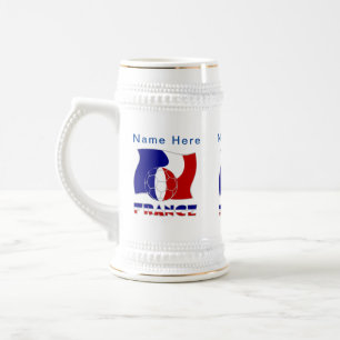 Personalisierter französischer Fußballflaggen- Bierglas