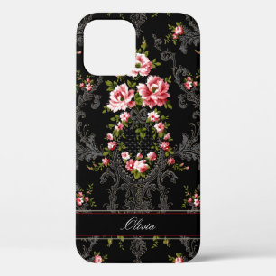 Personalisierter französischer Rokoko Floral-Blac Case-Mate iPhone Hülle