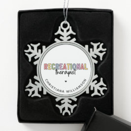 Personalisierter Freizeittherapeut Schneeflocken Zinn-Ornament