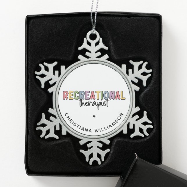 Personalisierter Freizeittherapeut Schneeflocken Zinn-Ornament (Box)