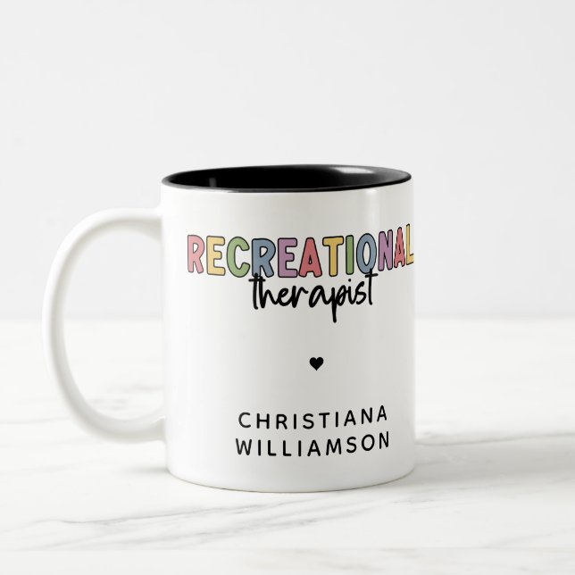 Personalisierter Freizeittherapeut Zweifarbige Tasse (Links)