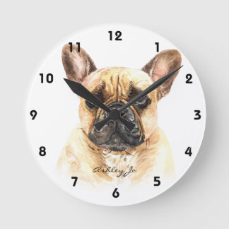 Personalisierter French Bulldog Square oder Runde Wanduhr