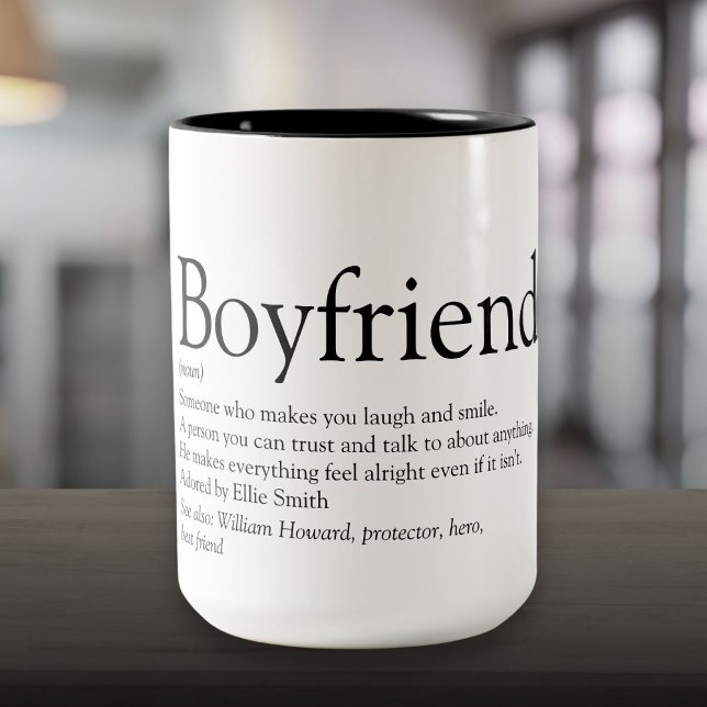 Personalisierter Freund Definition Cooler Spaß Zweifarbige Tasse (Personalized Boyfriend Definition Cool Fun Two-Tone Coffee Mug)