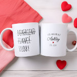 Personalisierter Freund Fiancé Hubby Funny Gift Zweifarbige Tasse<br><div class="desc">Erleben Sie Ihren Morgen mit unserer personalisierten Mug-Trilogie - eine herzliche Reise von Boyfriend nach Fiancé und schließlich Hubby. Diese Tasse sind mit Präzision gefertigt und mit einem individuelle Name geschmückt. Sie sind ein gedankenvolles Geschenk einer liebevollen Ehefrau. Ob Geburtstagsfeier oder Hochzeitsgeschenk, diese personalisierten Schläge fügen jeder Tasse eine Touch...</div>