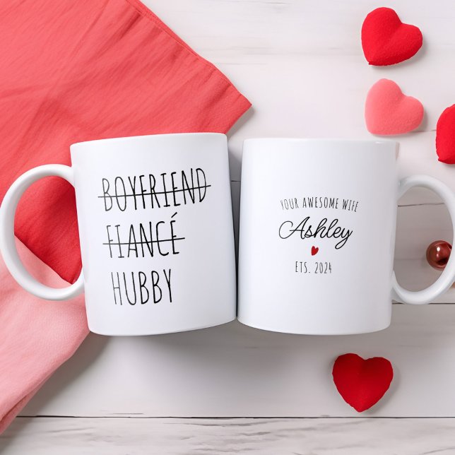 Personalisierter Freund Fiancé Hubby Funny Gift Zweifarbige Tasse (Personalized Boyfriend Fiancé Hubby Funny Gift Two-Tone Coffee Mug)