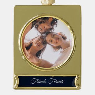 Personalisierter Freundschaftstag Banner-Ornament Gold