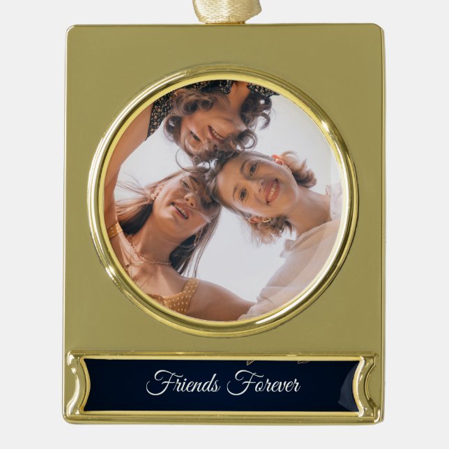 Personalisierter Freundschaftstag Banner-Ornament Gold (Vorderseite)
