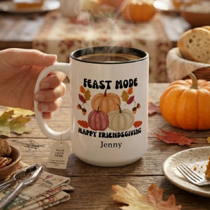 Personalisierter Friendsgiving-Fest-Modus  Zweifarbige Tasse