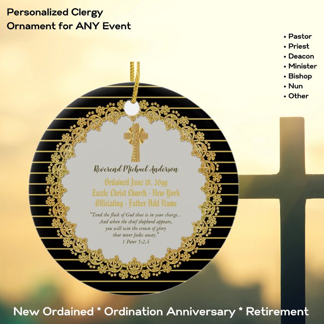 Personalisierter frisch ORDAINIERTER Priesterpasto Keramik Ornament (Von Creator hochgeladen)