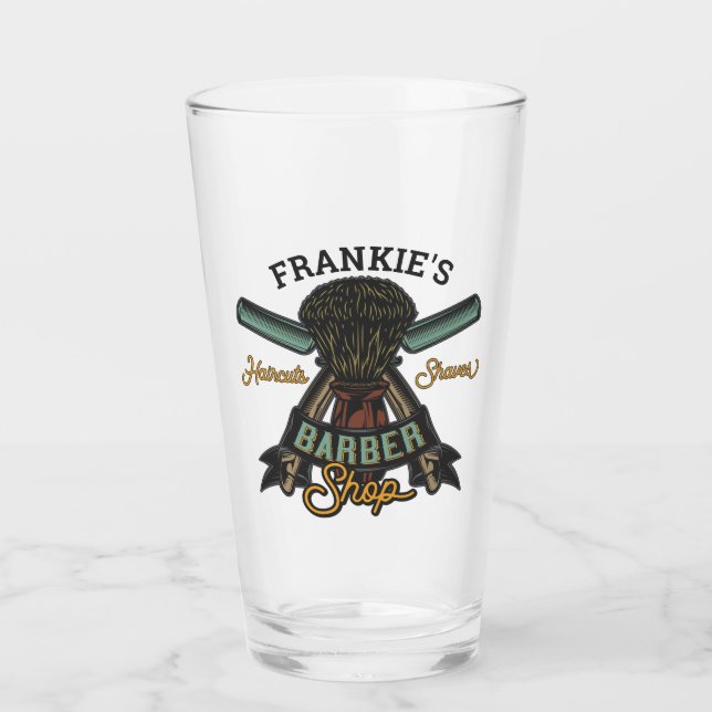Personalisierter Friseurladen Retro-Haarschnitt-Sh Glas (Vorderseite)