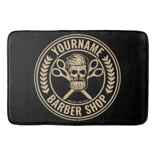 Personalisierter Friseursalon Skull Rockabilon   Badematte