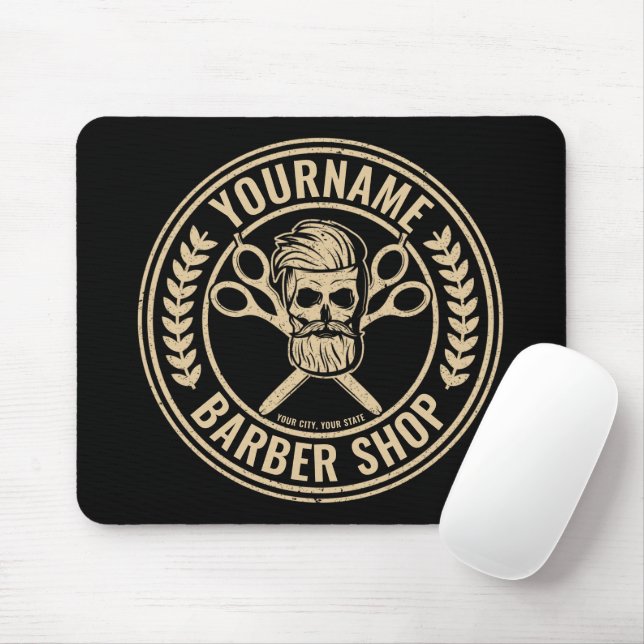 Personalisierter Friseursalon Skull Rockabilon Mousepad (Mit Mouse)