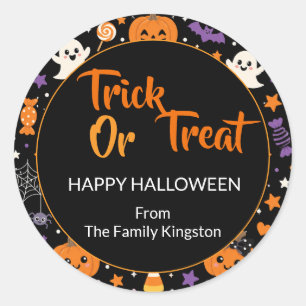 Personalisierter Frohe Halloween Familienname Aufk Runder Aufkleber