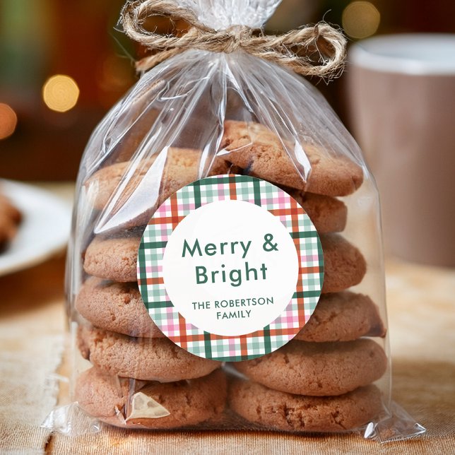 Personalisierter Frohe und helle Weihnachtsaufkleb Runder Aufkleber (Round Stickers available in 1.5 or 3 inches. Choose your size before checkout.)