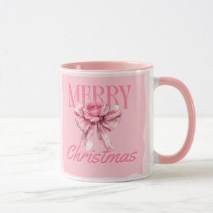 Personalisierter Frohe Weihnachten Floral-Schleife Tasse
