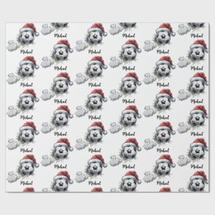 Personalisierter Frohe Weihnachten Fußball Santa   Geschenkpapier