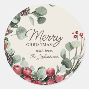 Personalisierter Frohe Weihnachten Klassischer Run Runder Aufkleber