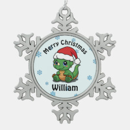 Personalisierter Frohe Weihnachten Schneeflocken Schneeflocken Zinn-Ornament