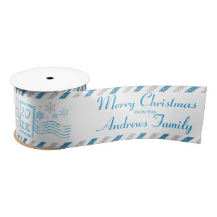 Personalisierter Frohe Weihnachts-Glitzer Air Mail Satinband