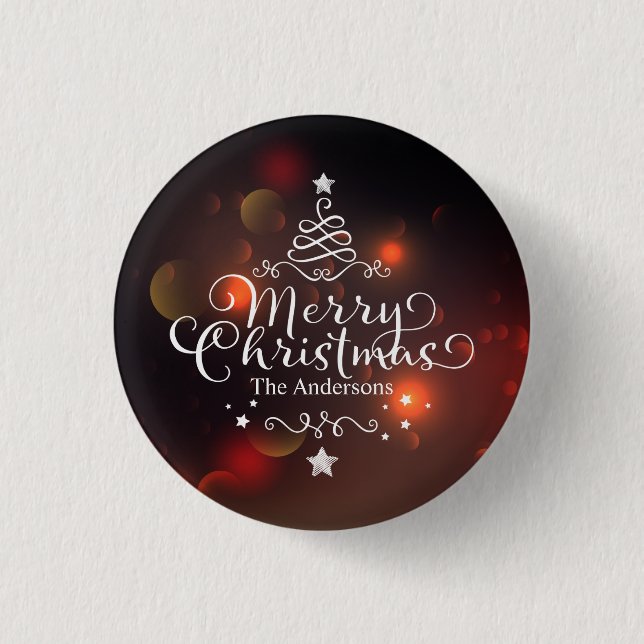 Personalisierter Frohe Weihnachtsbaum Button Butto (Vorderseite)