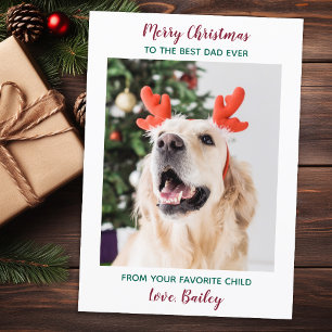 Personalisierter froher Weihnachts-Hund Vater Haus Feiertagskarte