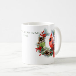 Personalisierter froher Weihnachts-Kardinal Kaffeetasse