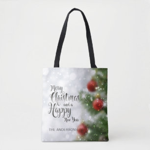 Personalisierter froher Weihnachtsbaum Tasche