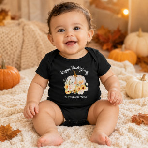 Personalisierter Frohes Erntedankfest Floraler Kür Baby Strampler