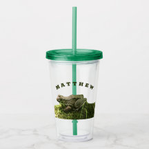 Personalisierter Frosch auf einem Mossy Rock Foto 