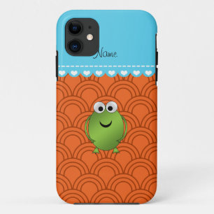 Personalisierter Frosch orangefarbene Kreise Blaus Case-Mate iPhone Hülle